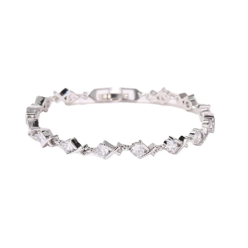 men’s cuff bracelet for casual wear -XO Tennis Bracelet for Women with Round Cut White Diamond Cubic Zirconia Stones