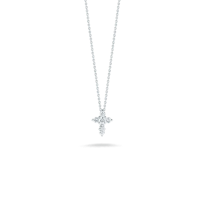 zodiac sign necklaces for women-Diamond Baby Cross Pendant