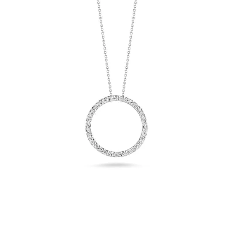 pearl and gold necklaces-Medium Diamond Open Circle Pendant