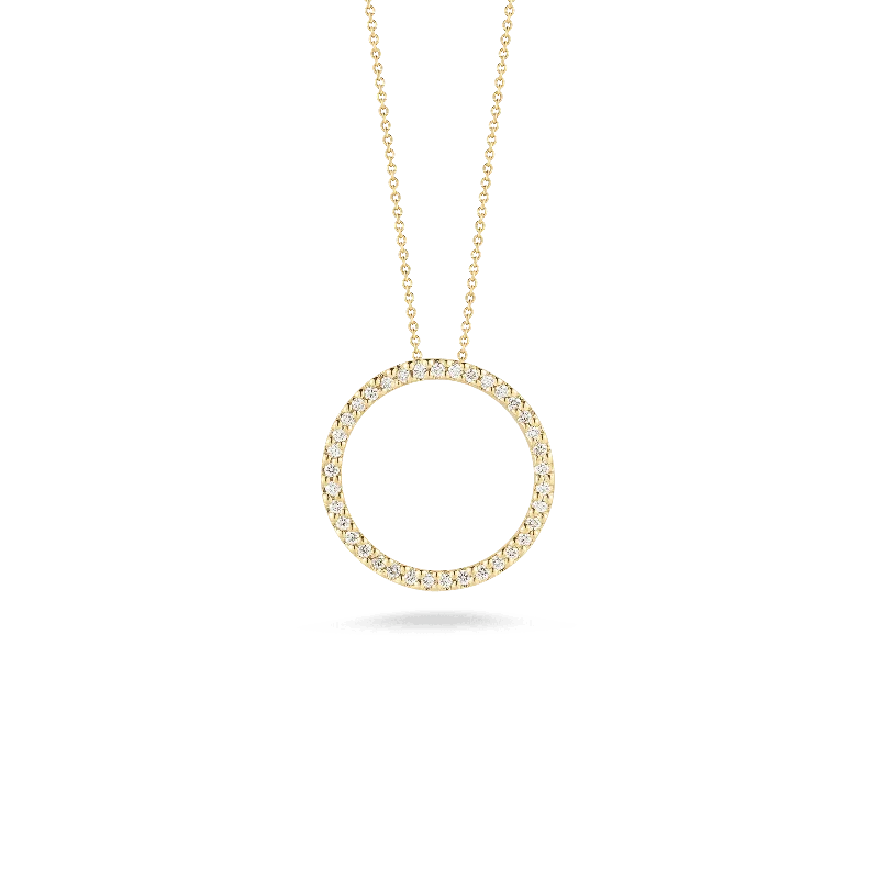 long statement necklaces-Medium Diamond Open Circle Pendant