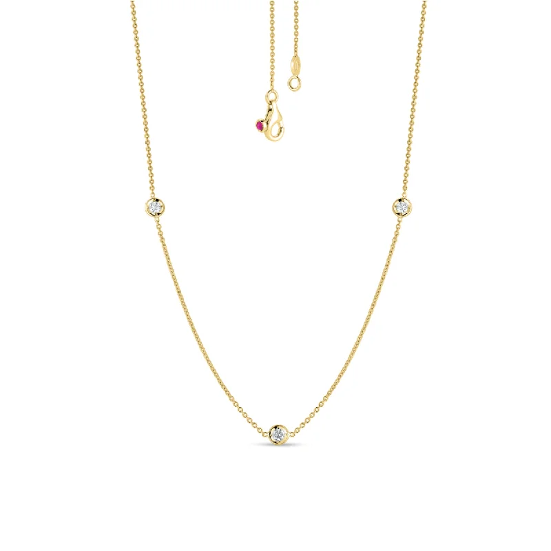 women’s minimalist pendant necklaces-Diamond Station Necklace