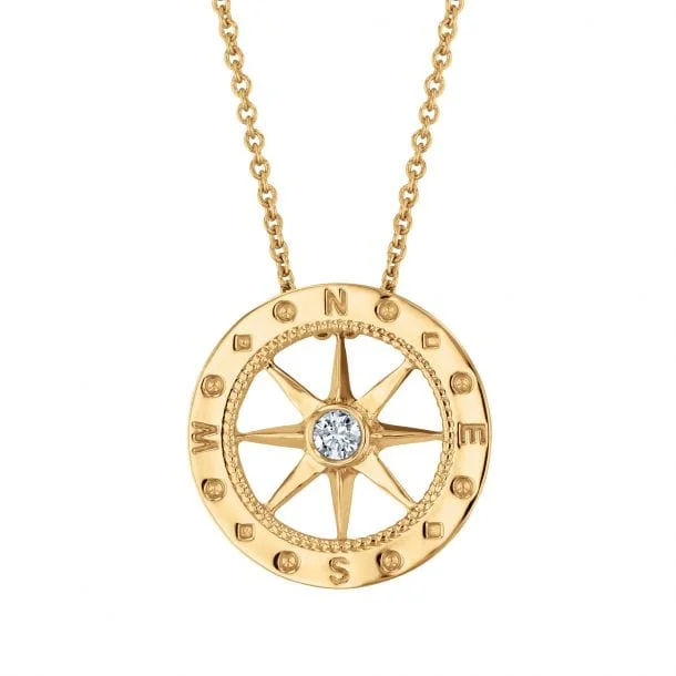 adjustable necklaces for women-Diamond Compass Necklace