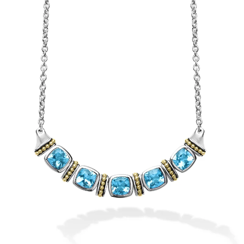 stylish necklaces for men-Five Station Swiss Blue Topaz Necklace