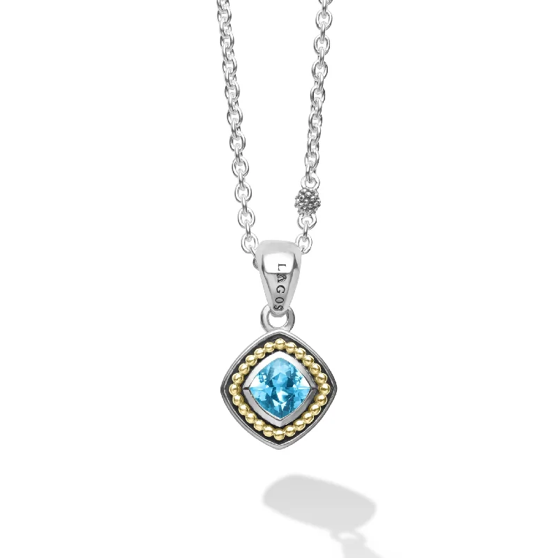 gold necklaces with pearls-Swiss Blue Topaz Pendant Necklace