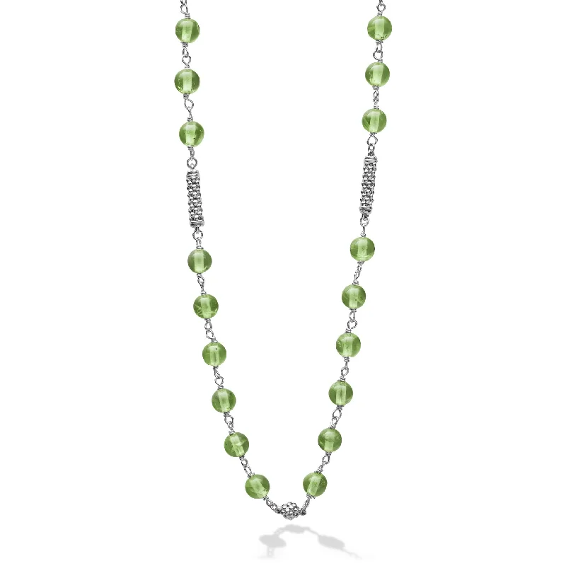 engraved name necklaces-Peridot Beaded Necklace