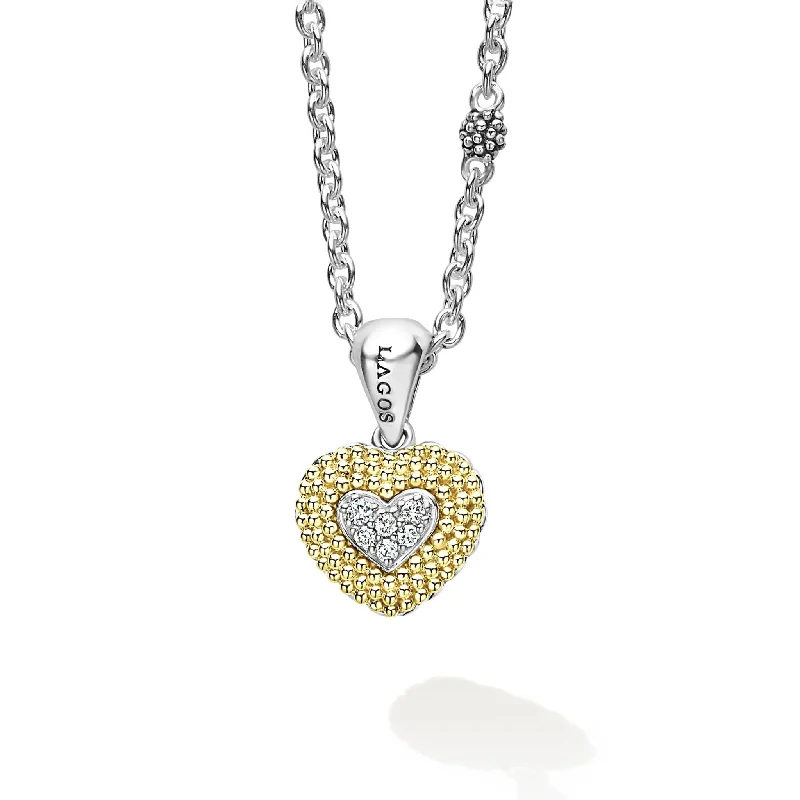 double-layered necklaces-Diamond Heart Necklace