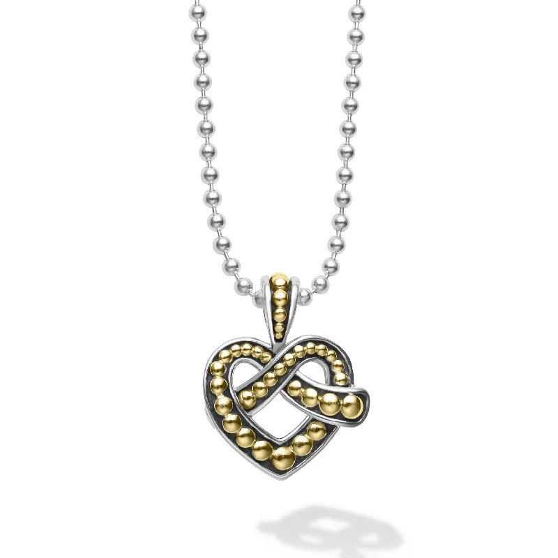 adjustable necklaces for women-Two Tone Heart Pendant Necklace