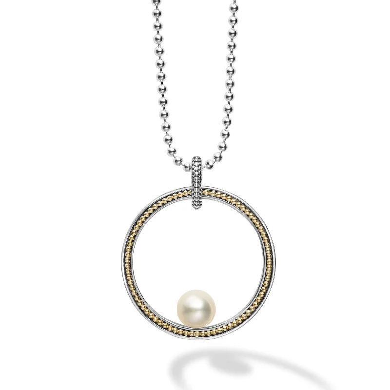 silver lock necklaces-Circle Pearl Statement Necklace