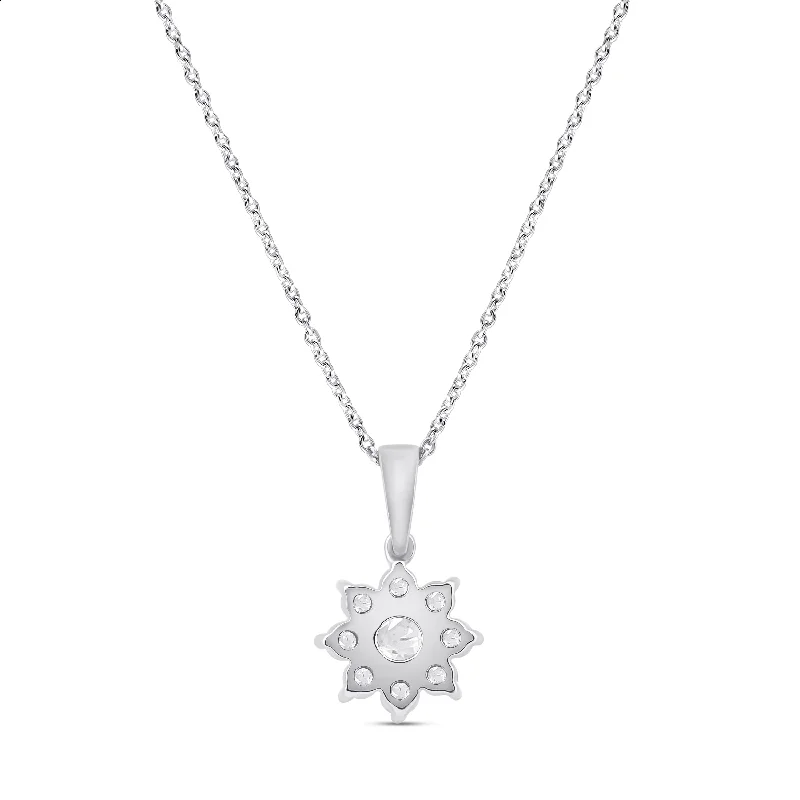 gold chain necklaces for men-1/2ct TDW Lab-grown Diamonds Flower Pendant Necklace in 14k Gold