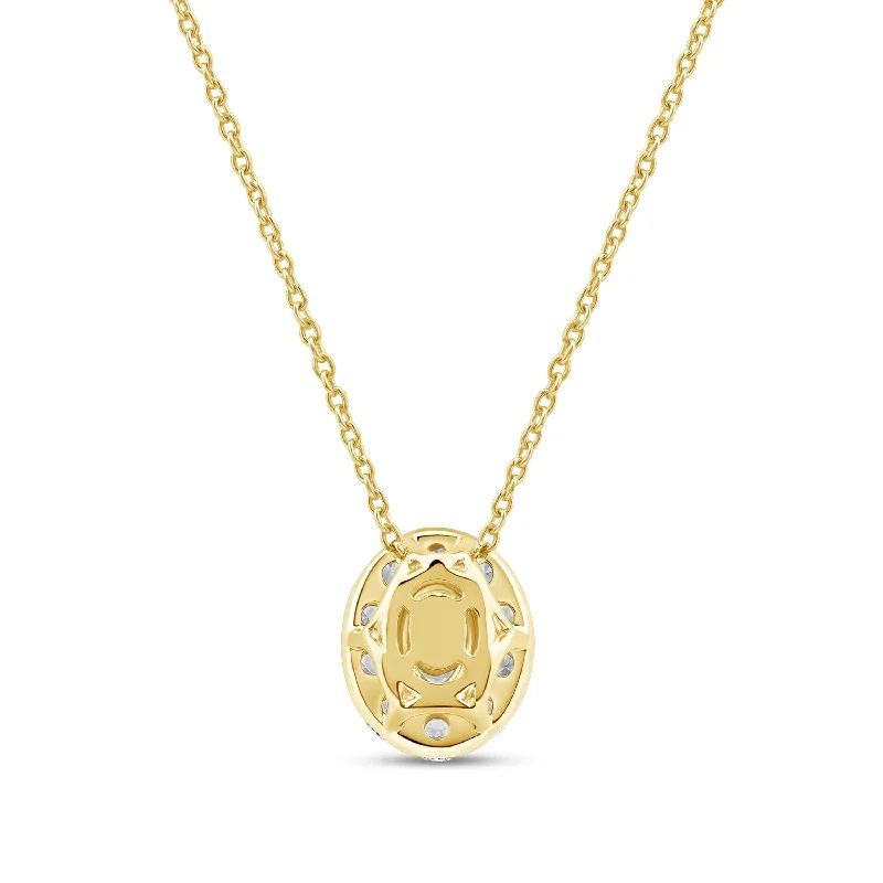 long necklaces for women-1/2ct TDW Lab-grown Diamonds Halo Pendant Necklace in 14k Gold