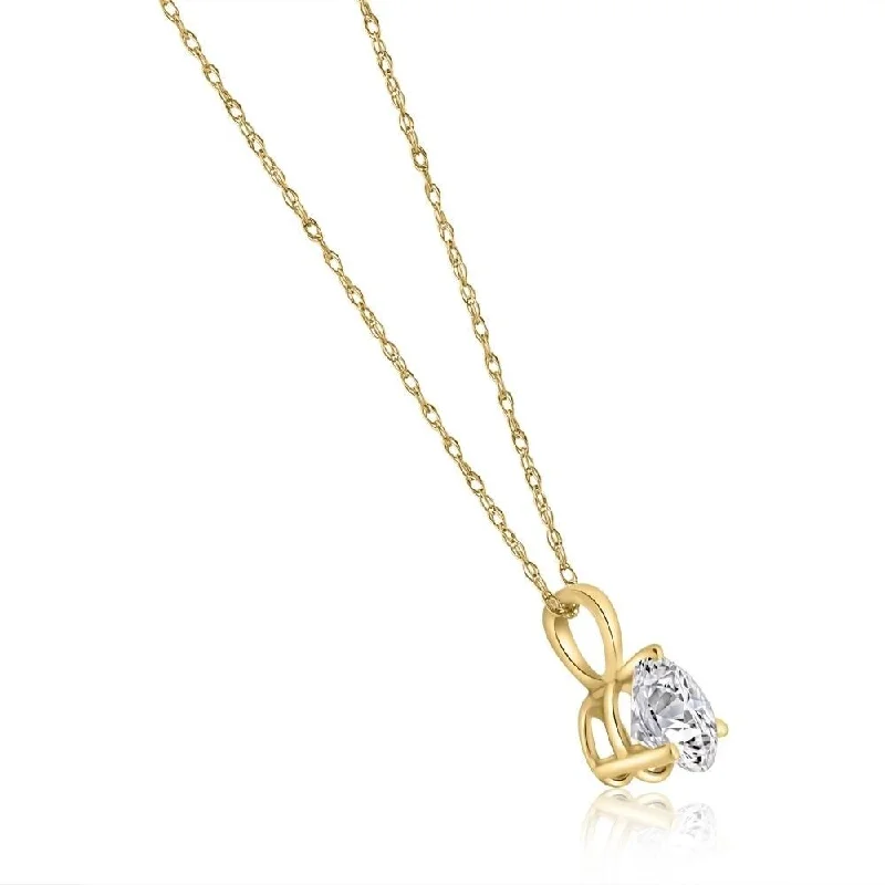 layered gold necklaces-1/4 Ct Diamond Solitaire Pendant EX3 Lab Grown IGI Certified Yellow Gold (GH/SI)