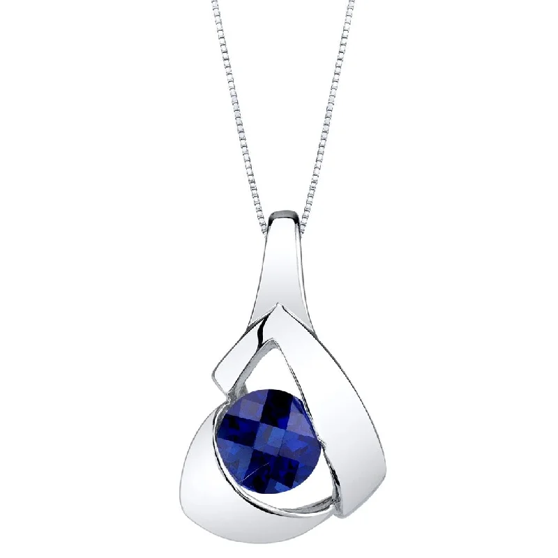 cubic zirconia necklaces-1 ct Blue Sapphire Pendant in Sterling Silver