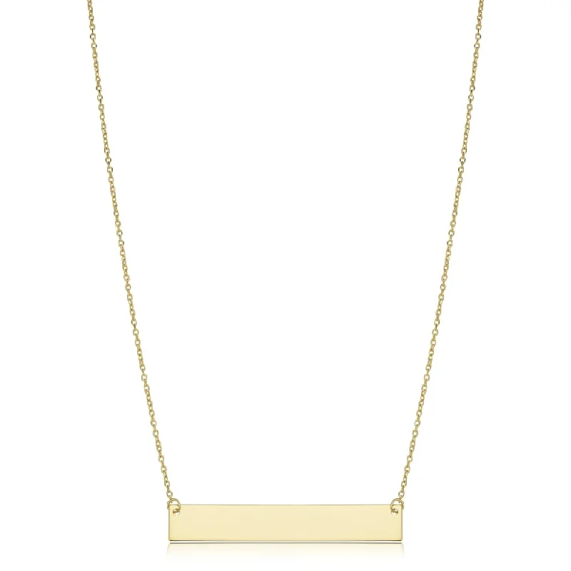 trendy necklaces for women-10k or 14k Gold Engraveable Bar Cable Chain Necklace (18 inch)