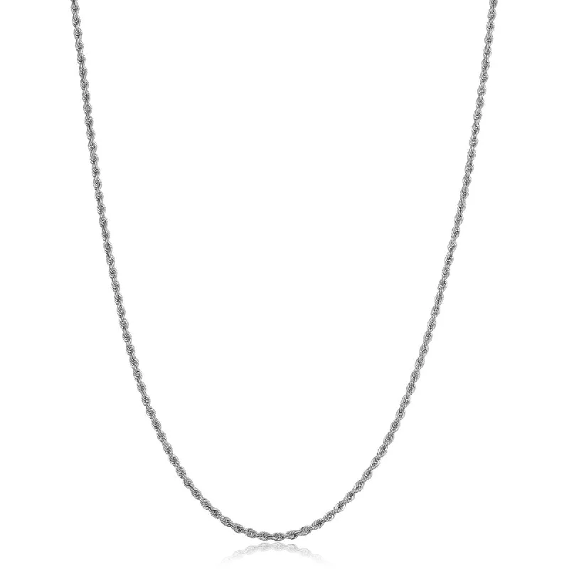 gold pendant necklaces-10k White Gold 1.5 millimeter Rope Chain Necklace