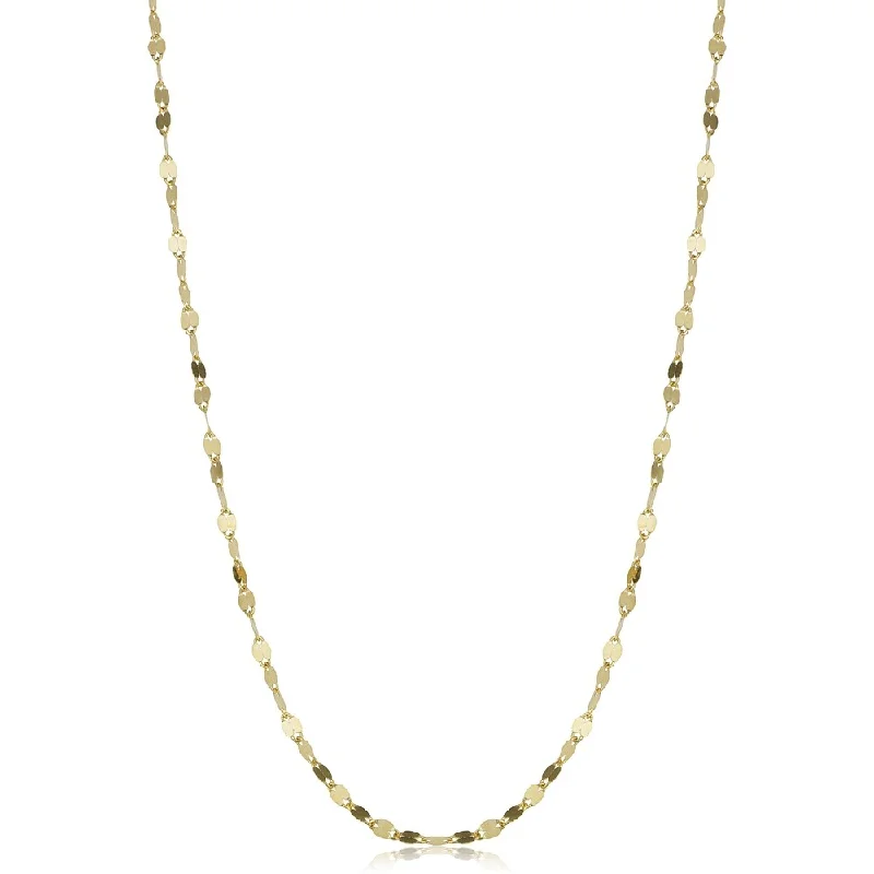 elegant gemstone necklaces-10k White or Yellow Gold 1.9-mm Mirror Flat Link Chain (16 - 20 inch)