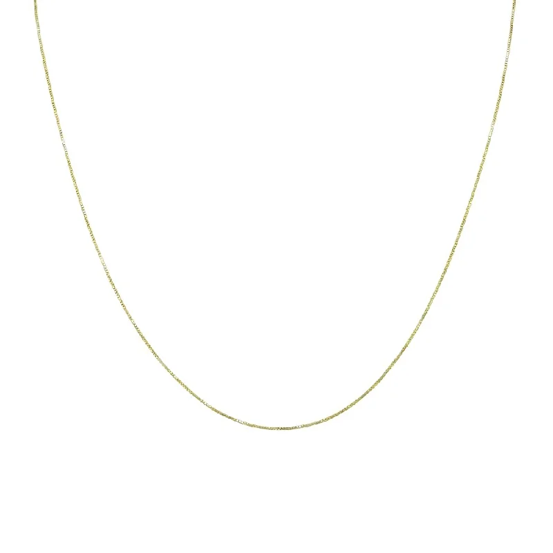 geometric necklaces for women-10K Yellow Gold 0.6mm Shiny Classic Box Chain with Lobster Claw Clasp - 20 Inch