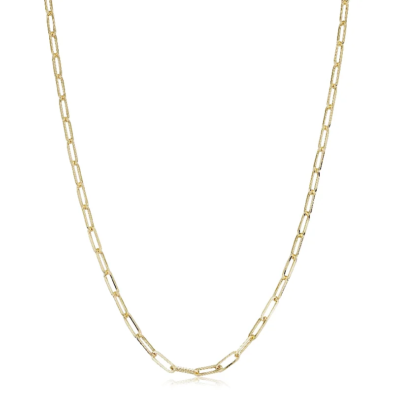 zodiac necklaces for women-10k Yellow Gold 2.5 millimeter Polished Paperclip Link Chain Necklace