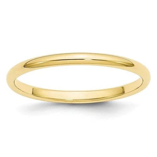 custom couple’s rings for weddings -10k Yellow Gold 2mm Half Round Band