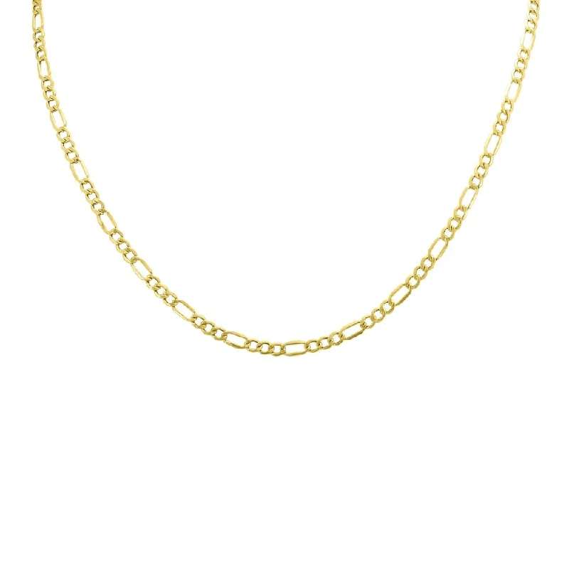 women’s chic necklaces-10K Yellow Gold 3.5mm Diamond Cut Oval Figaro Chain with Lobster Clasp - 20 Inch