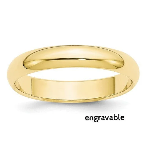 men’s unique wedding band -10k Yellow Gold 4mm Half Round Band