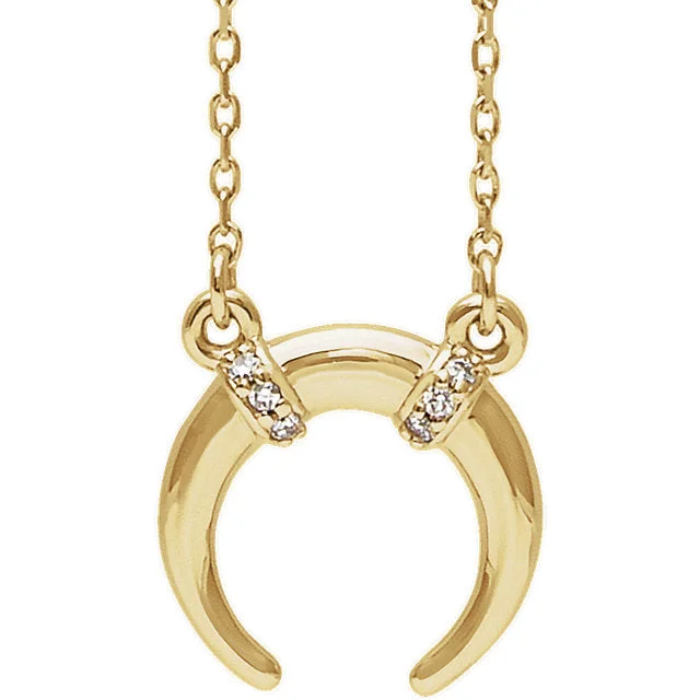 wedding necklaces for brides-14K Gold .03 CTW Diamond Crescent Necklace - Yellow, Rose or White Gold