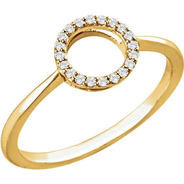 modern engagement ring for women -14K Gold 1/10 CTW Diamond Open Circle Ring - White, Yellow or Rose Gold