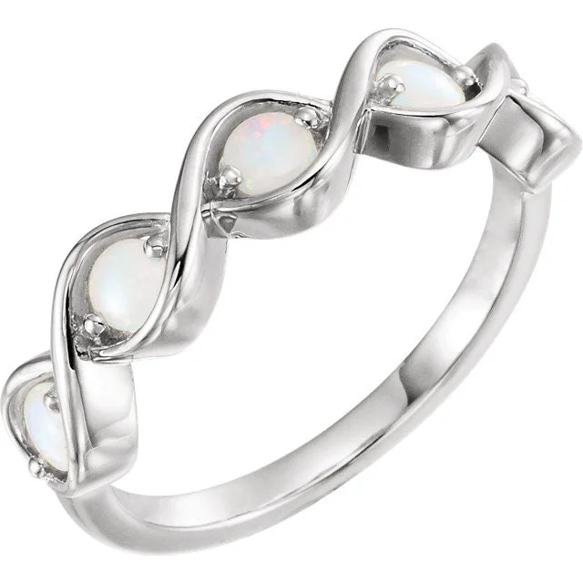 custom promise ring for women -Australian Opal 5 Stone Stackable Ring - 14k Gold, Platinum or .925