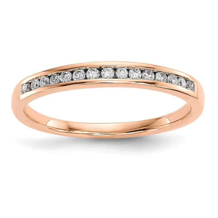 men’s wedding band with rubies -14k Rose Gold Diamond Channel Set 0.15 CTW Wedding Anniversary Band