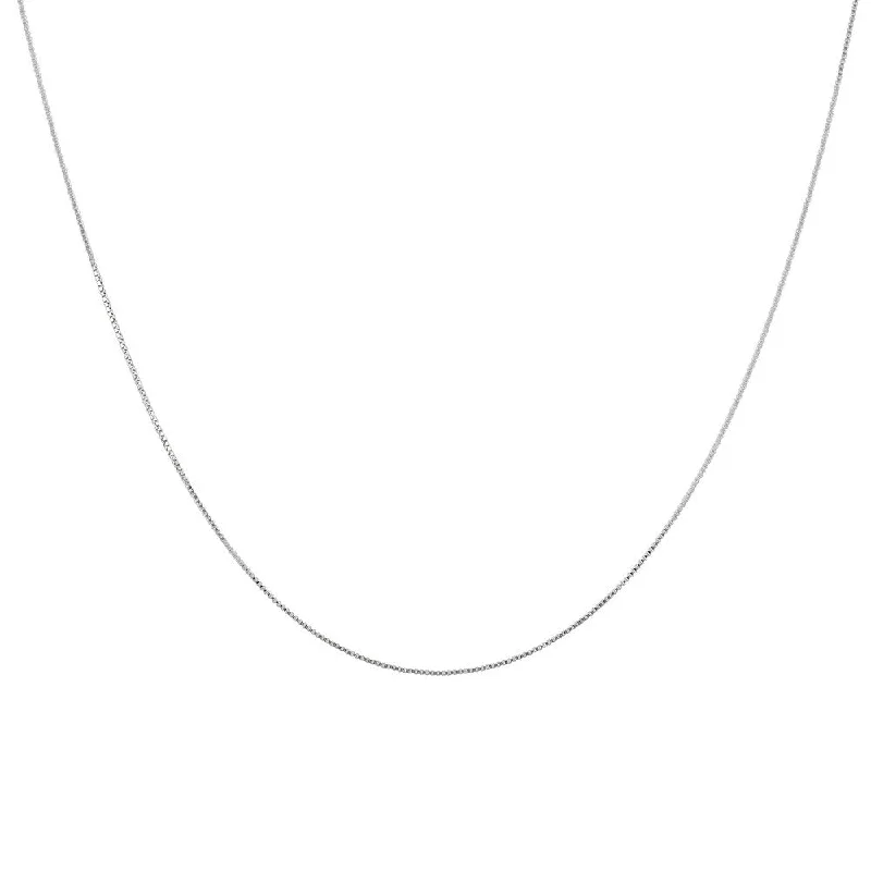 geometric necklaces for women-14K White Gold 20" Box Chain with Spring Ring Clasp