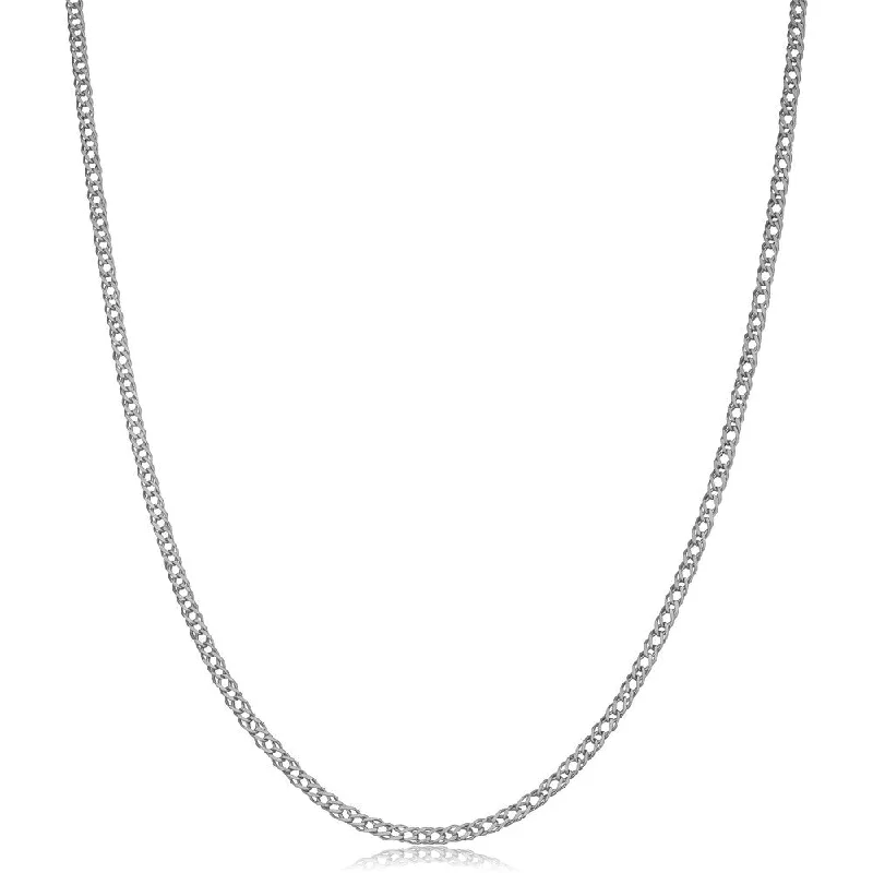 gold necklaces with birthstones-14k White Gold 2mm Diamond Weave Curb Chain