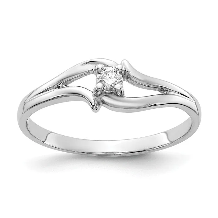 heart-shaped engagement ring -14k White Gold AA Diamond Solitaire Promise Ring