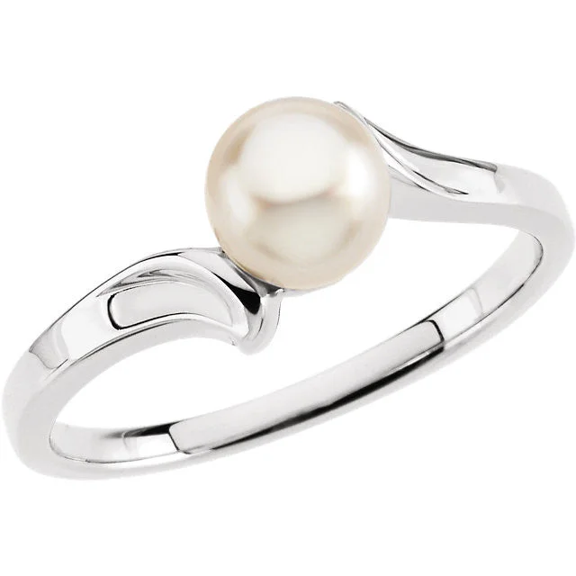 two-tone wedding ring for men -14k Gold Akoya Cultured Pearl Bypass Ring