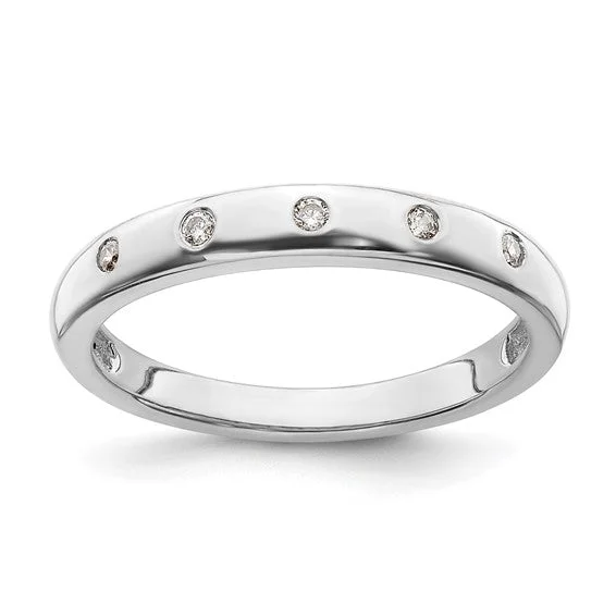 gold anniversary ring for women -14k White Gold Bezel Set Diamond Band