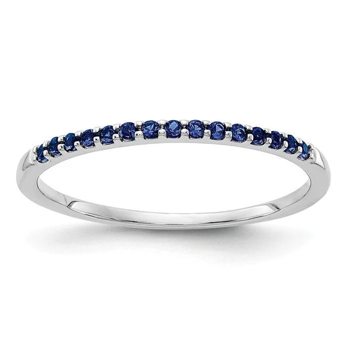 men’s diamond ring for wedding -14k White Gold Blue Sapphire Anniversary Band Ring