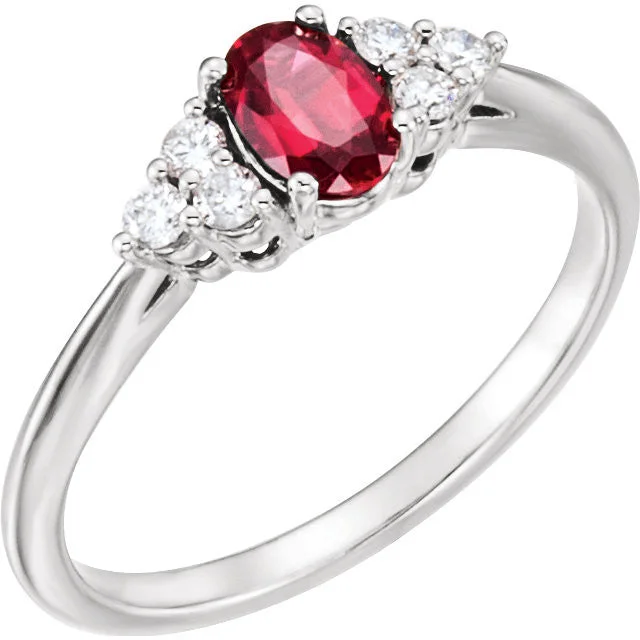 men’s silver wedding band -Lab Created Ruby & 1/6 CTW Diamond Ring - 14k Gold or Sterling Silver