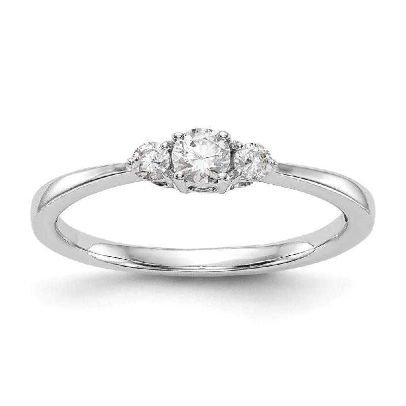 platinum engagement ring for women -14K White Gold Complete Diamond 3-Stone Promise / Engagement Ring