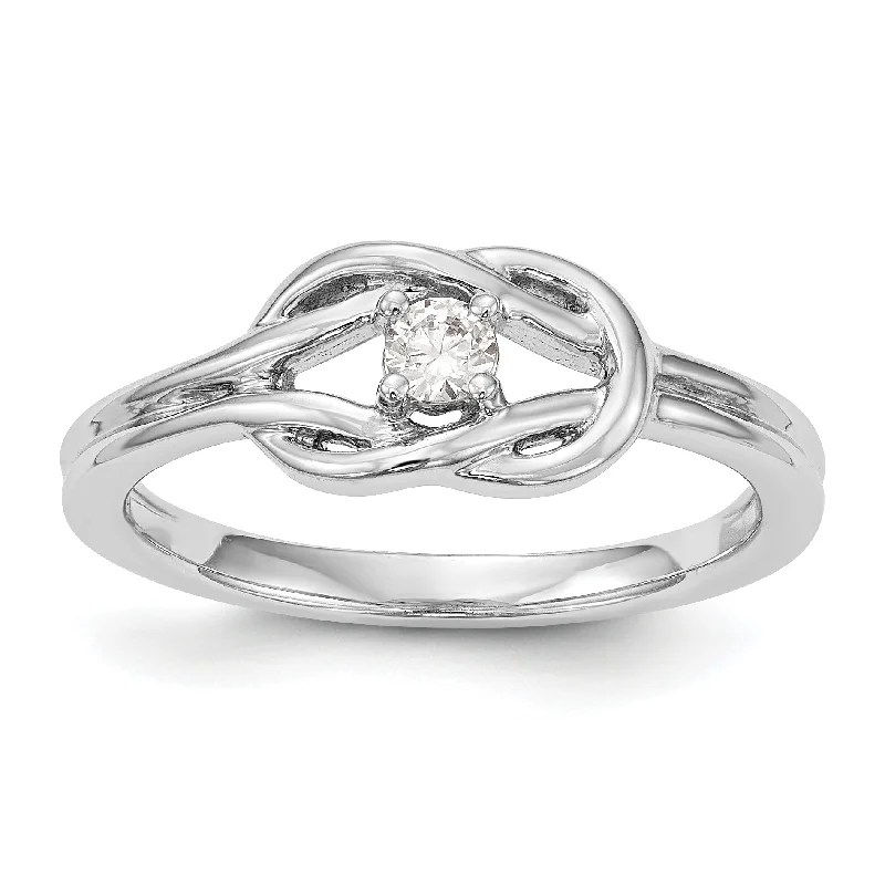 custom couple’s rings for weddings -14K White Gold Complete Diamond Promise / Engagement Infinity Love Knot Ring