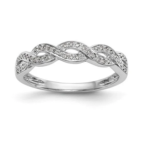 cushion cut diamond ring for women -14k White Gold Diamond Infinity Twist Wedding Anniversary Band