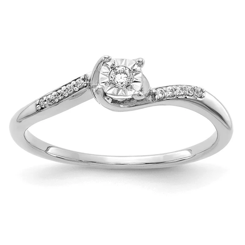 signet ring for men -14K White Gold Diamond Accented Promise Ring