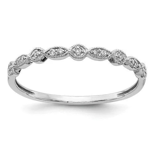 eternity diamond ring for weddings -14k White Gold Diamond Round and Marquise-Style Anniversary Ring