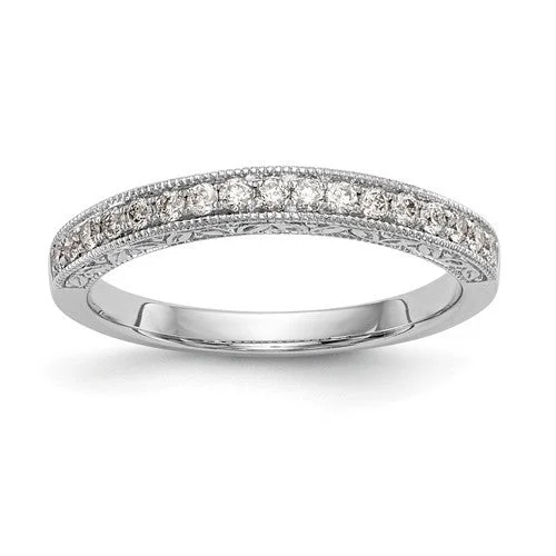 silver wedding band for men -14k White Gold Diamond Anniversary Wedding Band