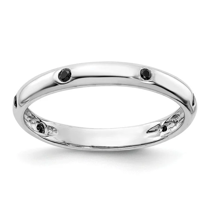 men’s black tungsten wedding band -14k White Gold Gypsy Set Black Diamond Eternity Ring