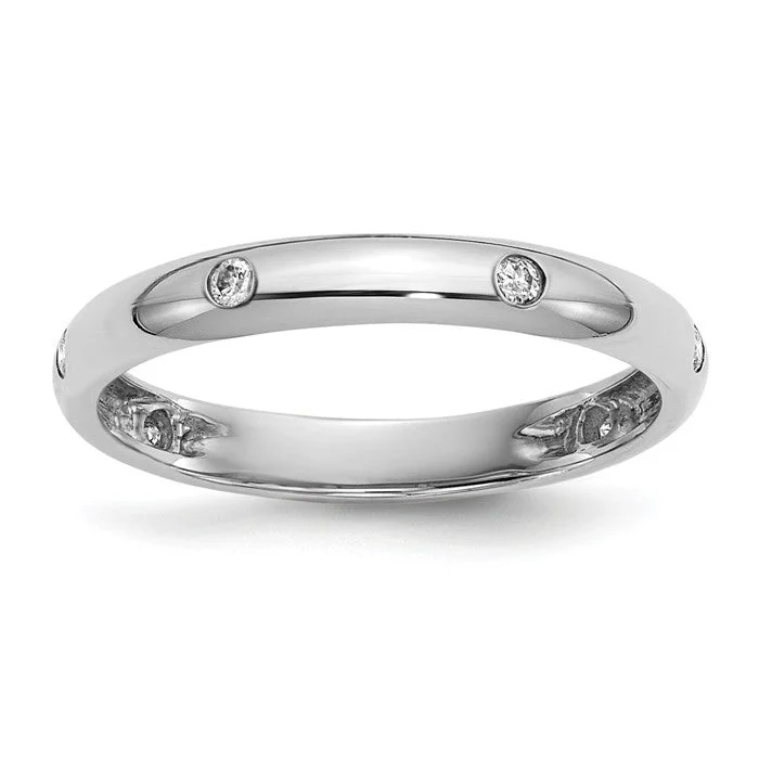 gold ring for men with engraving -14k White Gold Gypsy Set Diamond Eternity Ring