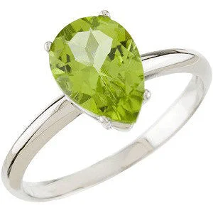 men’s zirconia wedding ring -14K White Gold Peridot Solitaire Ring