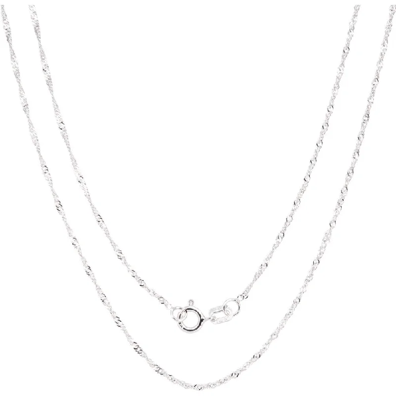 simple silver chain necklaces-14k White Gold Singapore Chain Necklace (16-30 inch)