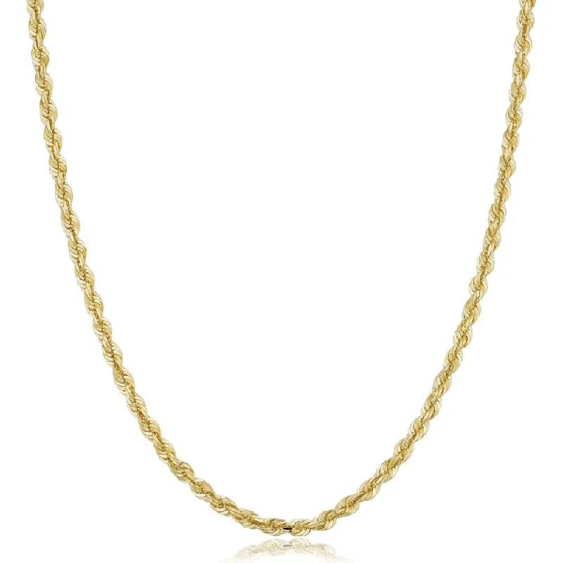 colorful gemstone necklaces-14k Yellow Gold 3.3 millimeter Rope Chain Necklace For Men and Women (18 - 30 inches)