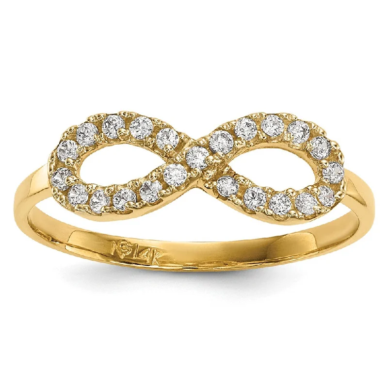 sapphire and diamond ring for women -14k Yellow Gold CZ Infinity Symbol Ring