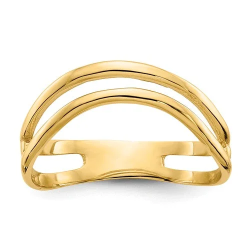 men’s titanium ring for everyday wear -14K Yellow Gold Double Wave Curved Thumb Ring