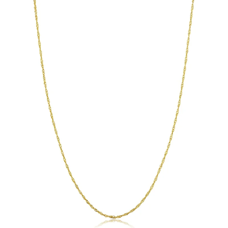 sterling silver necklaces-14k Yellow Gold Filled 1 mm Singapore Chain Pendant Necklace For Women (14 - 30 inches)