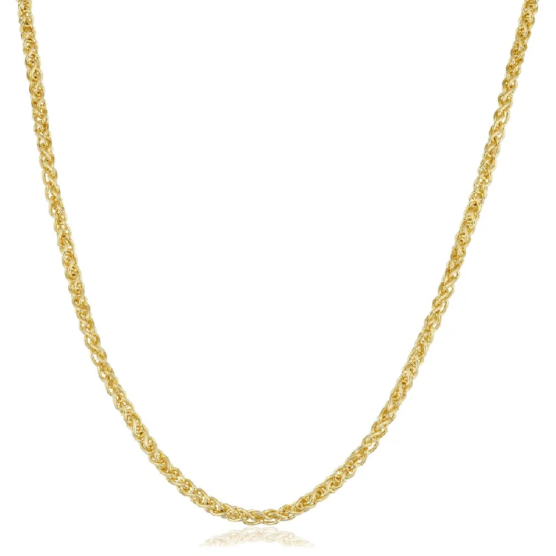 gemstone and diamond necklaces-14k Yellow Gold Filled 2.5mm Round Wheat Chain Necklace (16-36 inch)